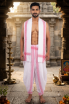 White Dhoti Dupatta with Red Border