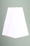 White Dhoti Dupatta with Pink Striped Border