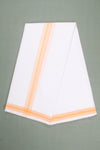 White Dhoti Dupatta with Orange Border