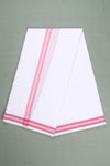 White Dhoti Dupatta with Pink Border