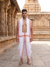 White Dhoti Dupatta with Yellow and Red Border