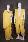 Traditional Handloom Joda Set in Yellow with White Striped Border