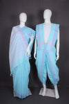 Sky Blue Aahar Joda with Pink Border