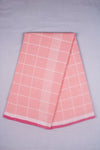 Peach Dhoti Dupatta with Magenta and White Border and Checks
