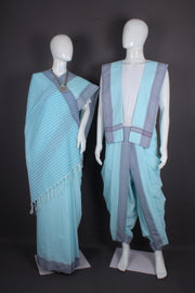 Sky Blue Aahar Joda with Gray Border