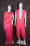 Traditional Handloom Joda Set in Rani Pink with Rani Pink and Orange Border