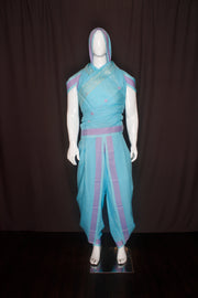 Cyan Dhoti Dupatta with Magenta Border and Butis in Dupatta