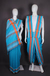 Traditional Handloom Joda Set in Blue with Orange Border