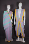 Traditional Handloom Joda Set in Purple Striped with Yellow Border