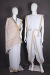 Traditional Handloom Joda Set in White with Gray Border