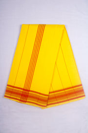 Yellow Dhoti Dupatta with Red Lining and Border