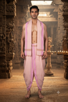 Peach Dhoti Dupatta with Orange and Pink Border