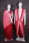 Traditional Handloom Joda Set in Red with Off White Border