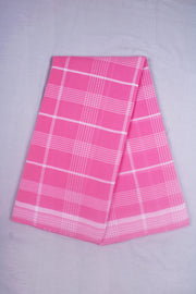 Pink Dhoti Dupatta with White Checks and Border