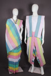 Traditional Handloom Joda Set in Multi with Pink, White Border