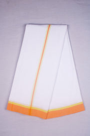 White Dhoti Dupatta with Yellow and Orange Border
