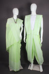 Traditional Handloom Joda Set in Light Green with Striped and Off White Border