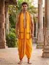 Orange Dhoti Dupatta with Brown Border