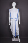 White Stitched Dhoti Dupatta with Blue Border