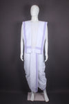 White Stitched Dhoti Dupatta with Sky Blue Border