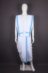 White Stitched Dhoti Dupatta with Sky Blue Border