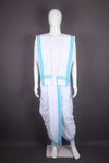 White Stitched Dhoti Dupatta with Sky Blue Border