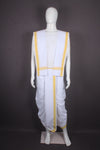 White Stitched Dhoti Dupatta with Yellow Border