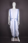 White Stitched Dhoti Dupatta with Blue Border