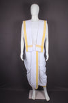 White Stitched Dhoti Dupatta with Yellow Border