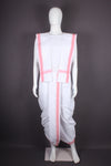 White Stitched Dhoti Dupatta with Pink Border