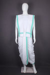 White Stitched Dhoti Dupatta with Sea Green Border