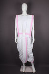 White Stitched Dhoti Dupatta with Pink Border