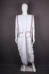 White Stitched Dhoti Dupatta with Coke Brown Border