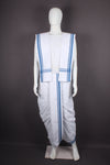White Stitched Dhoti Dupatta with Blue Border
