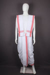 White Stitched Dhoti Dupatta with Red Border