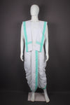 White Stitched Dhoti Dupatta with Sea Green Border