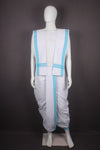 White Stitched Dhoti Dupatta with Sky Blue Border
