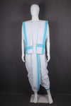White Stitched Dhoti Dupatta with Sky Blue Border