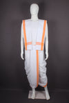 White Stitched Dhoti Dupatta with Orange Border