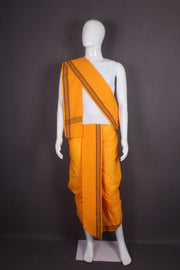 Kesariya Plaine Dhoti Dupatta with Rust Border