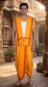 Kesariya Stitched Dhoti Dupatta with Maroon Border