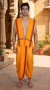 Kesariya Stitched Dhoti Dupatta with Maroon Border