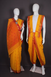 Traditional Dhoti Dupatta Saree Joda with Zari Border and Booti Work