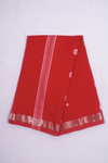 Red Dhoti Dupatta with Silver Zari Border and White Butis