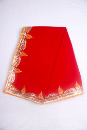 Red Hand Embroidered Zardozi Dhoti Dupatta