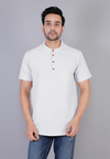 White Plain Half Sleeves Short Kurta