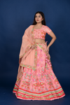 Zardozi Lehenga Peach Printed