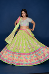 Zardozi Lehenga Parrot Green Printed