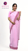 Baby Pink Saree with Maroon Striped and Maroon Dobby Border