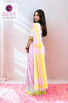 Pure Cotton Handloom Saree with Pastel Stripes & Running Blouse Piece - Pink & Yellow